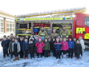 P1 and P2 enjoy a visit from the Fire Service